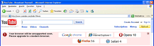 YouTube IE6 Warning