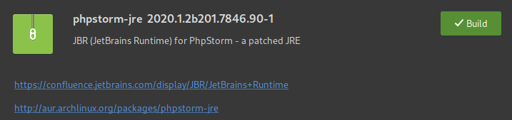 Installation dialog for "phpstorm-jre 2020", the patched JRE for PhpStorm