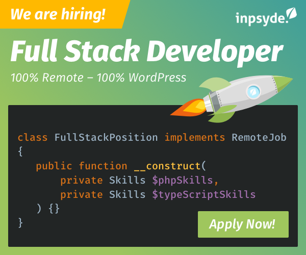 job listing for a Full Stack Developer position at Inpsyde