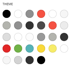 The color picker with the 29 defined colors, with some of them being shown multiple times.
